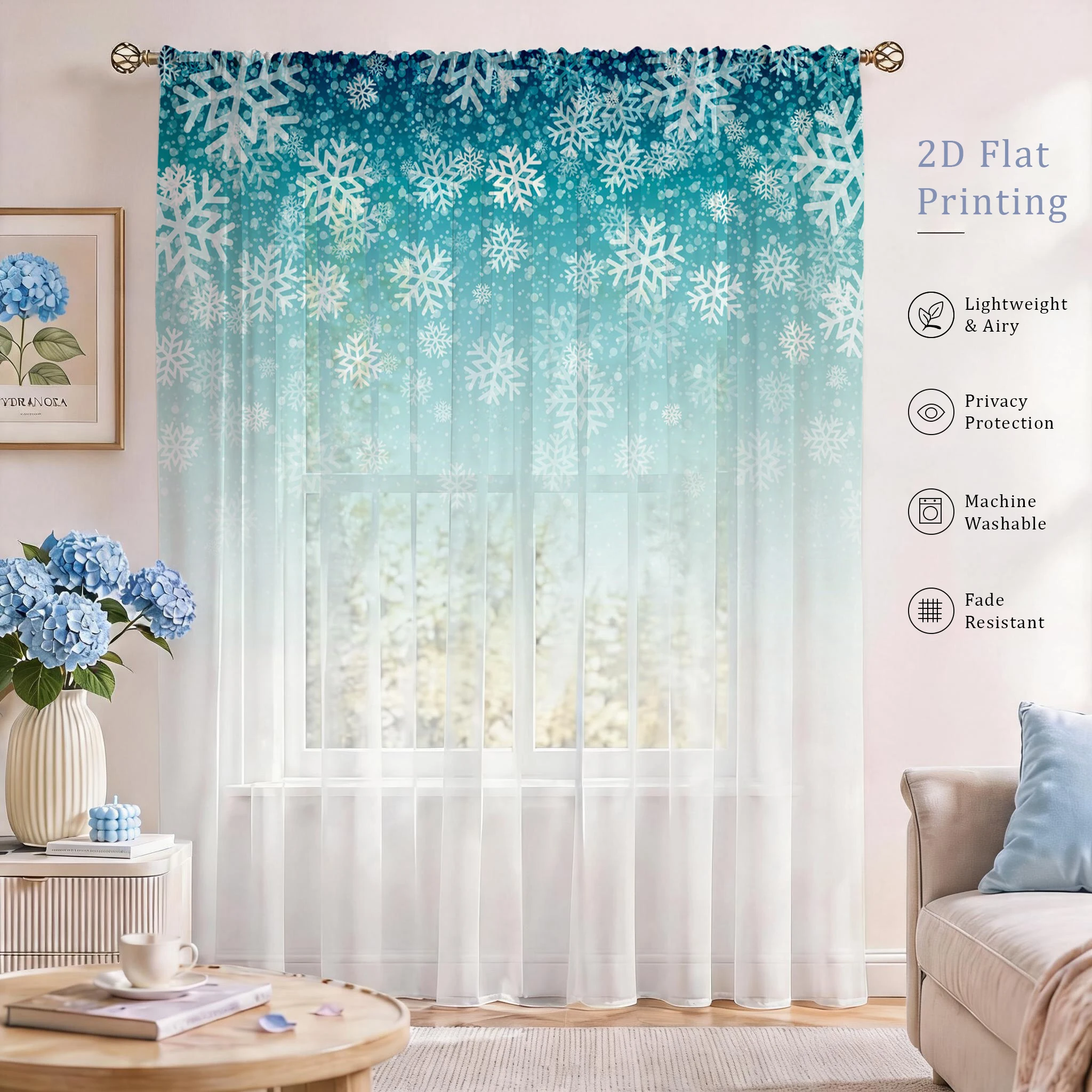 Floral Gradient Sheer Curtain, - Good Floral & Wedding Decor Supply recension och pris