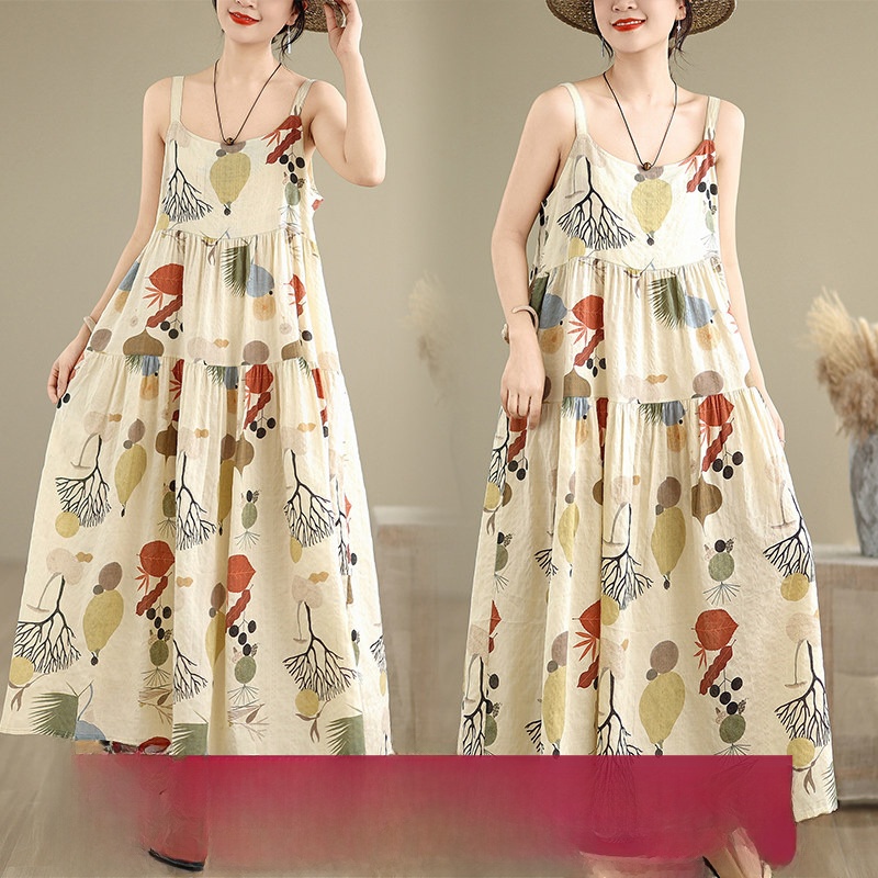 Floral Cotton Linen Maxi Dress - Good Floral & Wedding Decor Supply recension och pris