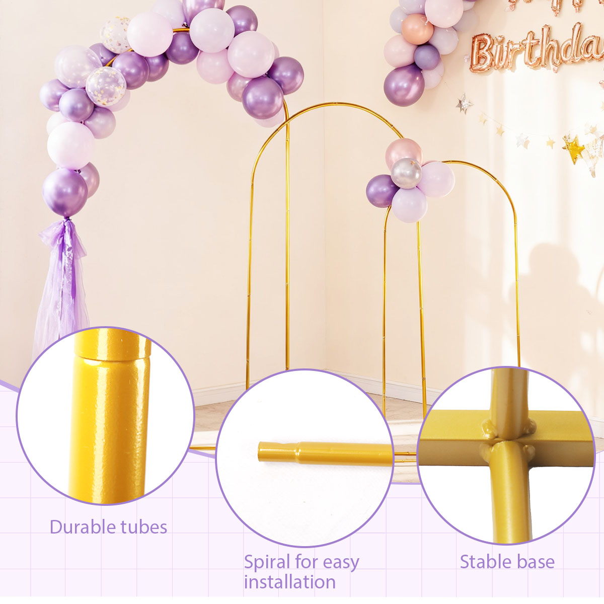 3Pack Golden Metal Arch Kits,  - Confetti Balloon Set recension och pris