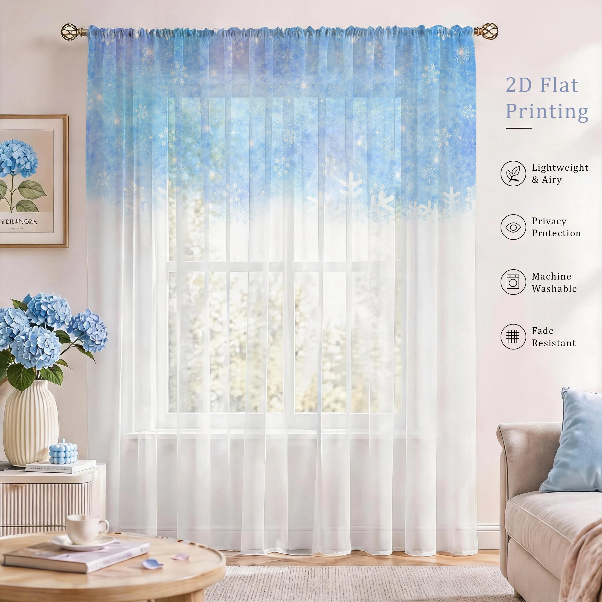 Floral Gradient Sheer Curtain, - Good Floral & Wedding Decor Supply recension och pris